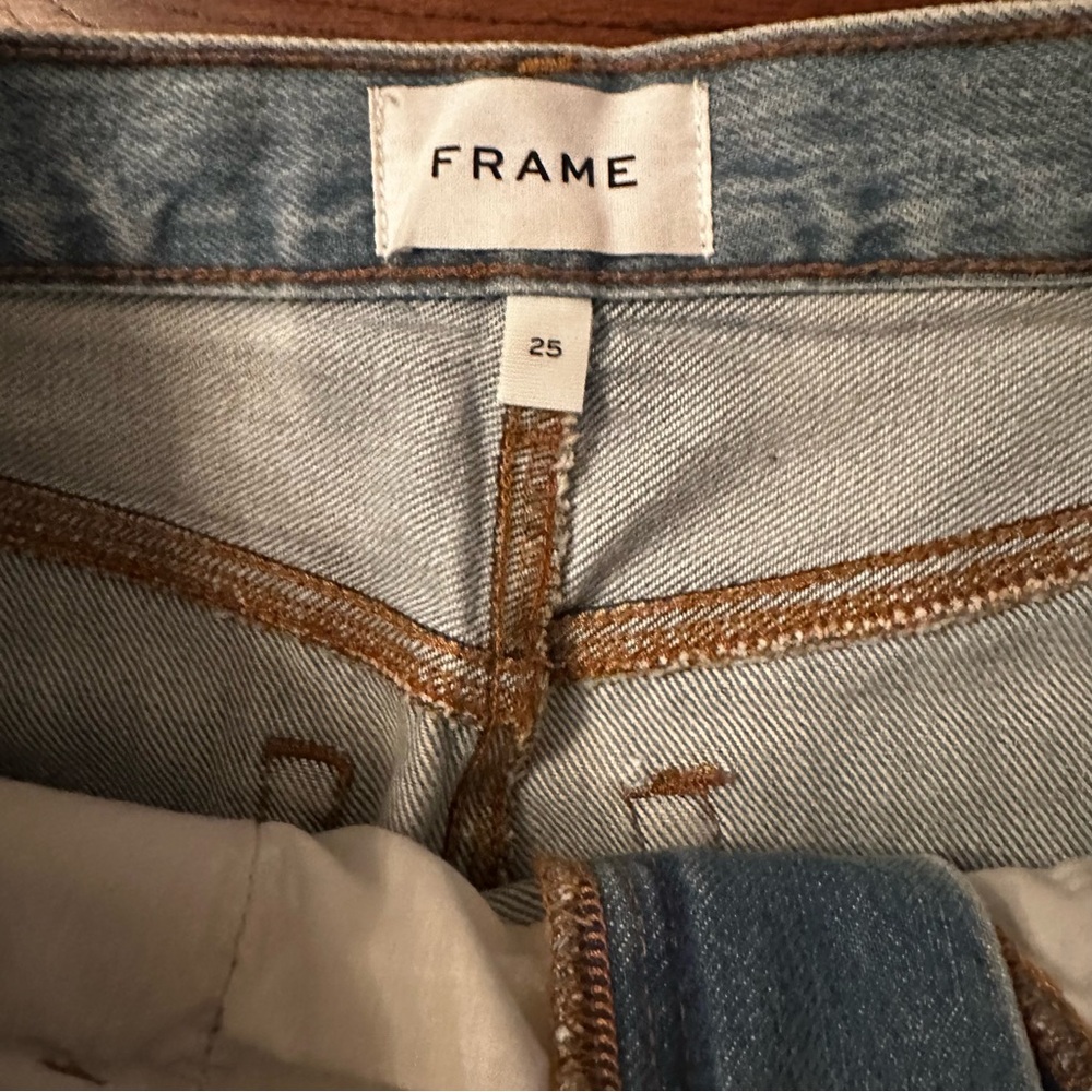 Frame Le High 'N' Tight Denim Mini Skirt | distressed jean skirt - Picture 5 of 11